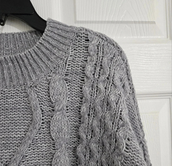 SO Goods For Life Knitted Sweater Gray Women's Medium Fall Winter Warm Boho - Picture 10 of 13